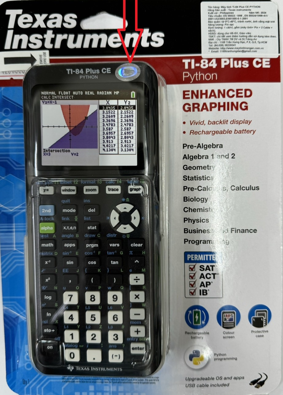 Máy tính khoa học Lập trình Vẽ Đồ Thị Texas Instruments Ti-84Plus CE PYTHON - THAY THẾ MODEL CŨ TI-84 PLUS CE /MẪU MỚI-CÓ SẲN